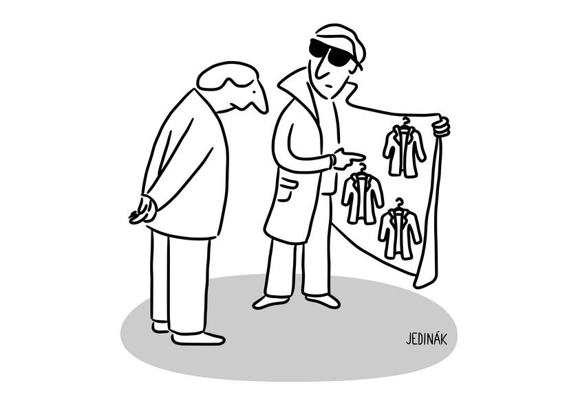 Backstreet dealer, cartoon for AIR MAIL