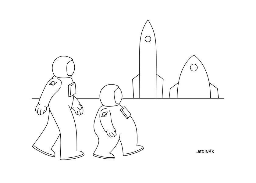 Astronauts, cartoon for The American Bystander