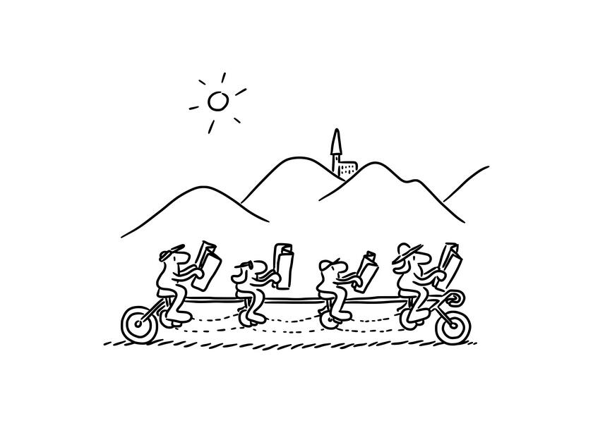 cartoon/illustration for “Scientific Tidbits,” a short news section from Žijem Vedu (I Live Science), an organization promoting Slovak science