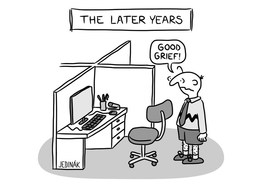 The later years, cartoon for AIR MAIL