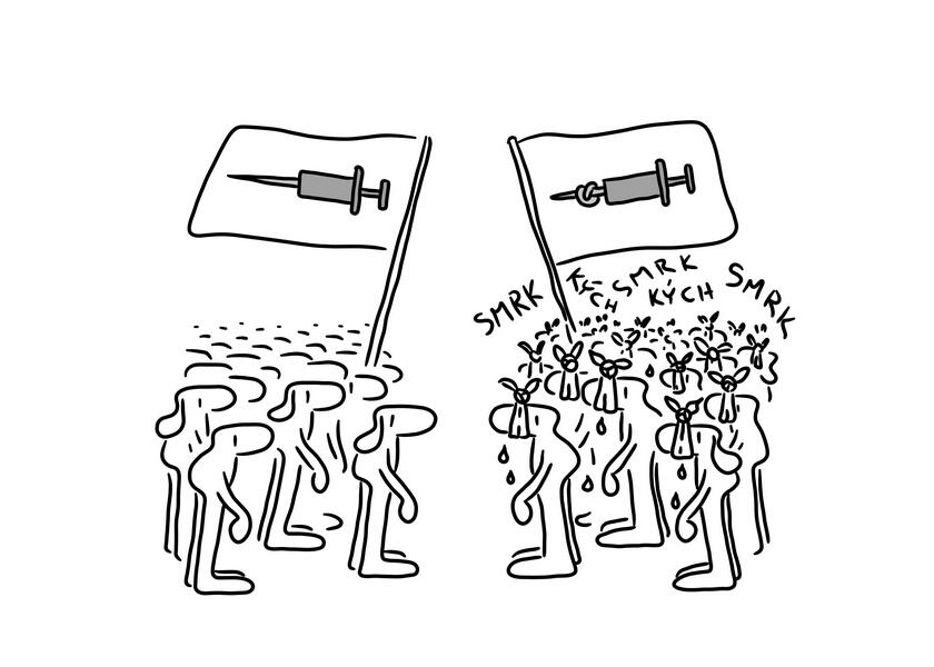 cartoon/illustration for “Scientific Tidbits,” a short news section from Žijem Vedu (I Live Science), an organization promoting Slovak science