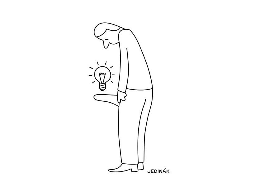 Thinking for him, cartoon for The American Bystander